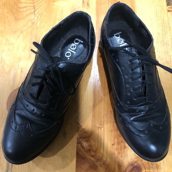 Black Bolo Brand Leather Shoes size 7 or 38.  Like New - Picture 1 of 5